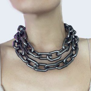 Cara Couture Chunky Chain Necklace in Gunmetal